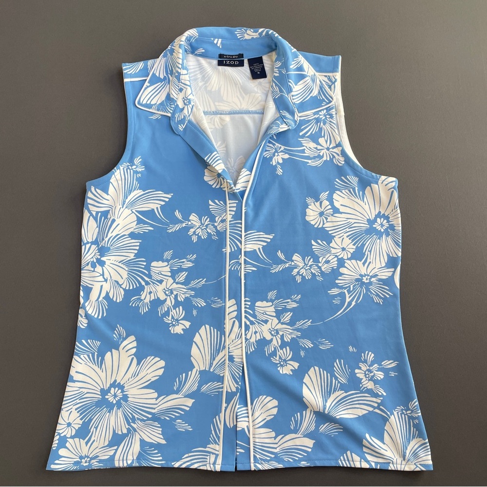 Izod Blue Sleeveless Button Down Top